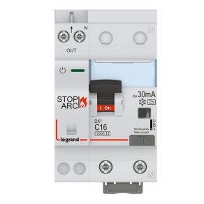   Legrand DX3 Stop Arc Detector de defecte de arc electric cu întrerupător combinat C16 10000A alimentare inferioară BIC - 415967