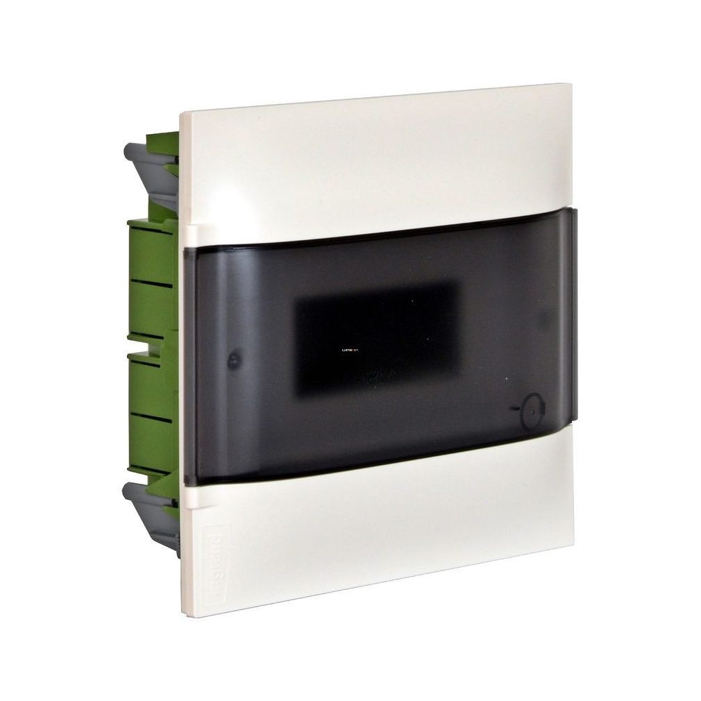 Legrand PractiboxS distribuitor mic încastrabil în gips, 1 rând 8 module, transparent-fum (134178)