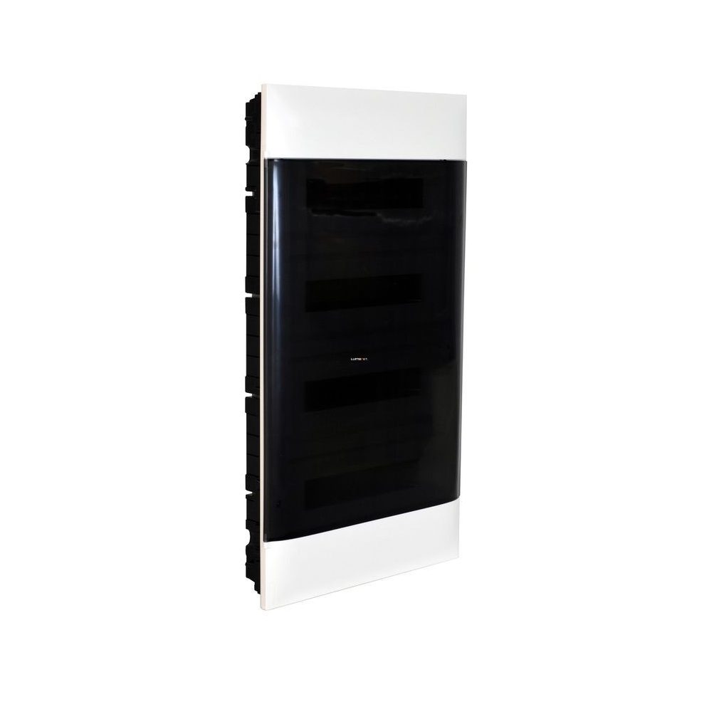 Legrand PractiboxS distribuitor mic încastrabil în perete de cărămidă, 4 rânduri, 12 module, transparent-fum (135154)