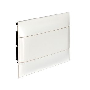   Legrand PractiboxS 1 rând 12 module, cutie de distribuție încastrată pentru plăci de gips-carton (850 °C), cu ușă albă, împământare de protecție și terminal neutru - 135161