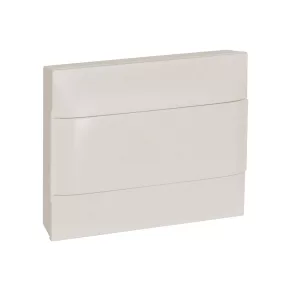   Legrand PractiboxS 1 rând 12 module, cutie de distribuție montată la suprafață (650 °C), cu ușă albă, împământare de protecție și terminal neutru - 135201