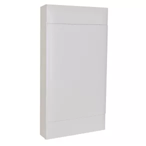   Legrand PractiboxS cutie de distribuție cu 4 rânduri și 12 module, montată pe perete (650 °C), cu ușă albă, împământare de protecție și terminal de distribuție neutru - 135204
