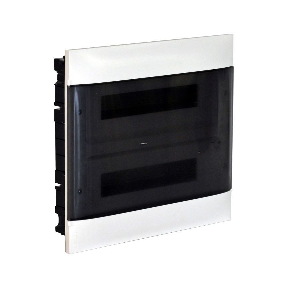 Legrand PractiboxS distribuitor mic încastrabil în perete de cărămidă, 2 rânduri, 18 module, transparent-fum (137157)