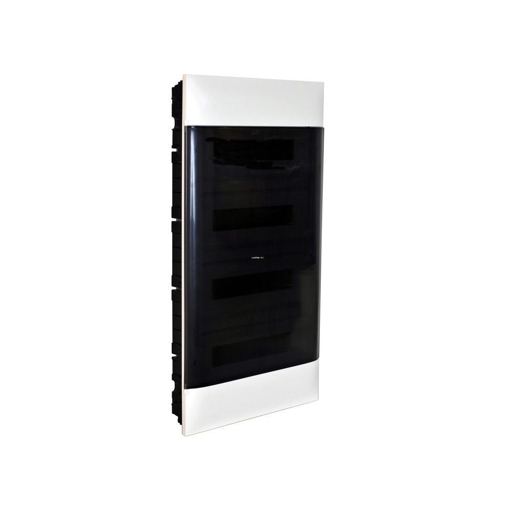Legrand PractiboxS distribuitor mic încastrabil în perete de cărămidă, 4 rânduri, 18 module, transparent-fum (137159)