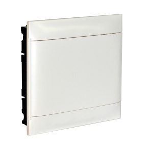   Legrand PractiboxS seria 2, 18 module, cutie de distribuție încastrată pentru plăci de gips-carton (850 °C), cu ușă albă, împământare de protecție și terminal neutru - 137167