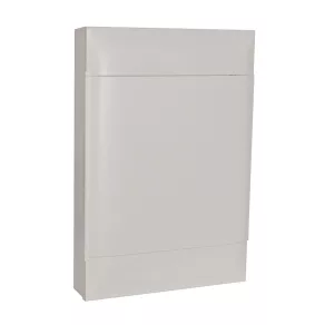   Legrand PractiboxS seria 3, 18 module, cutie de distribuție montată pe perete (650 °C), cu ușă albă, împământare de protecție și terminal de distribuție neutru - 137208