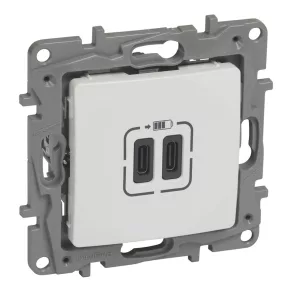   Priză dublă de încărcare USB-C+C Legrand Niloé - 3 A - 15 W, albă - 764595