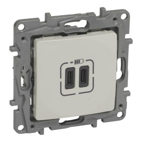   Priză dublă de încărcare USB-C+C Legrand Niloé - 3 A - 15 W, bej - 764695