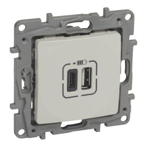   Priză dublă de încărcare USB-A+C Legrand Niloé - 3 A - 15 W, bej - 764697