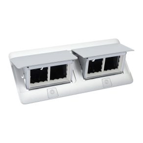   Cutie pop-up Legrand pentru mobilier, goală, 8 module, cu cadru de montare și cutie pentru cabluri, aluminiu - 654015