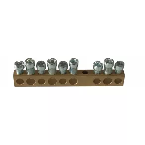   Terminal de distribuție Legrand PractiboxS cu cupru gol, fixat cu șuruburi, 9 puncte de conectare, 4x16mm² + 5x10mm²; Icc=6 kA - 134001