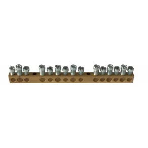   Terminal de distribuție Legrand PractiboxS din alamă neacoperită, fixat cu șuruburi, 15 puncte de conectare, 7x16mm² + 8x10mm²; Icc=6 kA - 134002