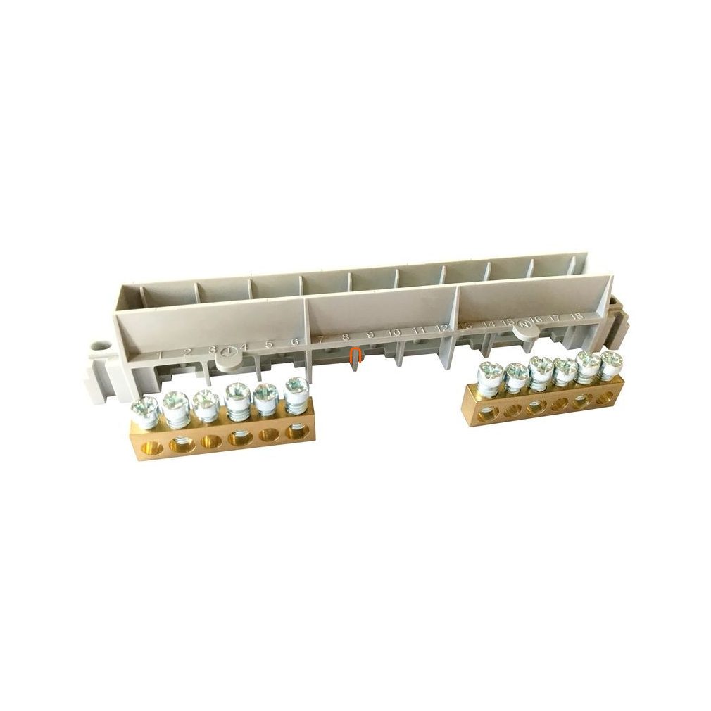 Legrand 134811 PractiboxS clemă de distribuție PE+N izolată cu suport, pentru dulap cu 8 module, 2 x (3x16mm2 + 3x10mm2), Icc=6 kA