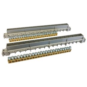   Legrand PractiboxS 12 module pentru cutie încastrată, 2 x (12x16mm² + 12x10mm²) terminal de distribuție PE+N neizolat cu suport izolat; Icc=6 kA - 134812
