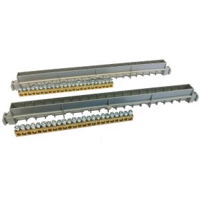   Legrand PractiboxS 12 module pentru cutie exterioară montată pe perete, 2 x (12x16mm² + 12x10mm²) terminal de distribuție PE+N neizolat cu suport izolat; Icc=6 kA - 134813