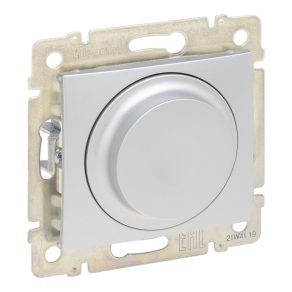   Comutator rotativ cu buton rotativ Legrand Valena, aluminiu, 2 fire, 300 W, compatibil și cu LED-uri - 770263