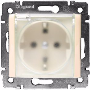   Legrand Valena 2P+F IP44 CSF (GYV) capac cu fixare rapidă, obturator de siguranță, culoare fildeș - 774120