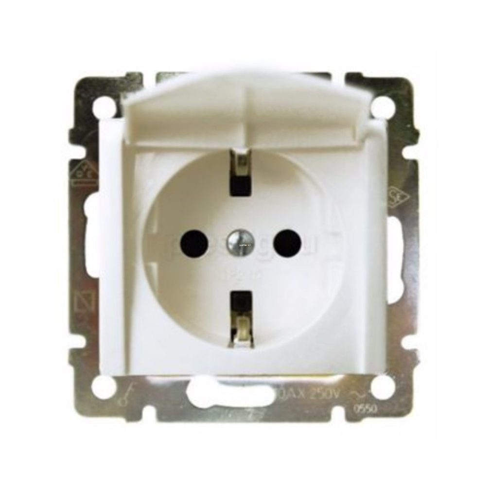 Legrand Valena 2P+F cu capac basculant alb (774422)