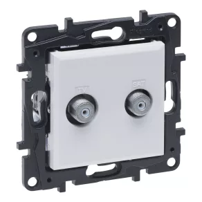   Priză dublă TV Legrand Niloé Step, tip „F”, capac de închidere (1,5 dB), alb - 863176