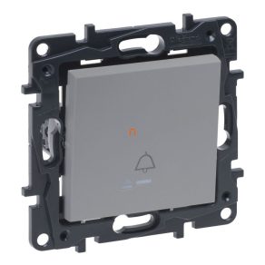   Buton cu un singur pol Legrand Niloé Step cu indicator luminos, semnal sonor, aluminiu - 863310