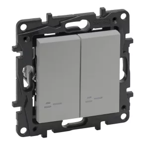   Legrand Niloé Step comutator dublu cu indicator luminos, aluminiu - 863318