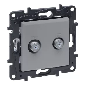   Priză dublă TV Legrand Niloé Step, tip „F”, capac de închidere (1,5 dB), aluminiu - 863376