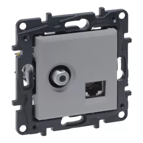   Priză TV Legrand Niloé Step tip „F” + priză RJ45 Cat. 6 UTP din aluminiu - 863377