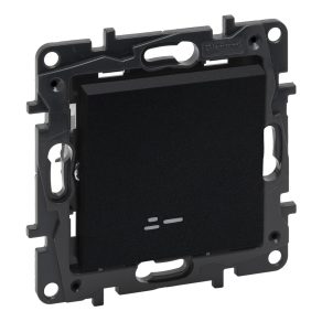   Întrerupător unipolar Legrand Niloé Step cu indicator luminos (cu arc), 10AX, negru - 863511
