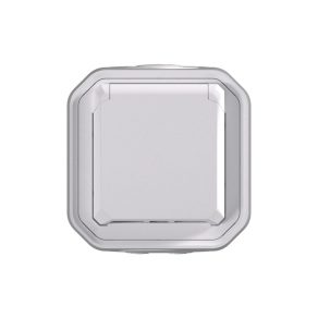   Priză Legrand Plexo 55 montată la suprafață, 2P+E, cu capac cu fixare prin clip, asamblată, cu cablaj cu arc, albă - 069770L
