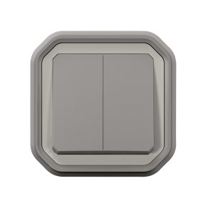   Legrand Plexo 55 întrerupător dublu încastrat 10A, asamblat, gri - 069815L