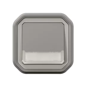   Întrerupător încastrat Legrand Plexo 55 cu indicator luminos, suport pentru etichetă 10A, asamblat, gri - 069824L