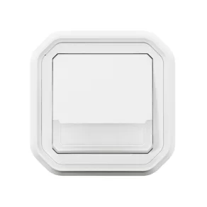   Întrerupător încastrat Legrand Plexo 55 cu indicator luminos, suport pentru etichetă 10A, asamblat, alb - 069864L