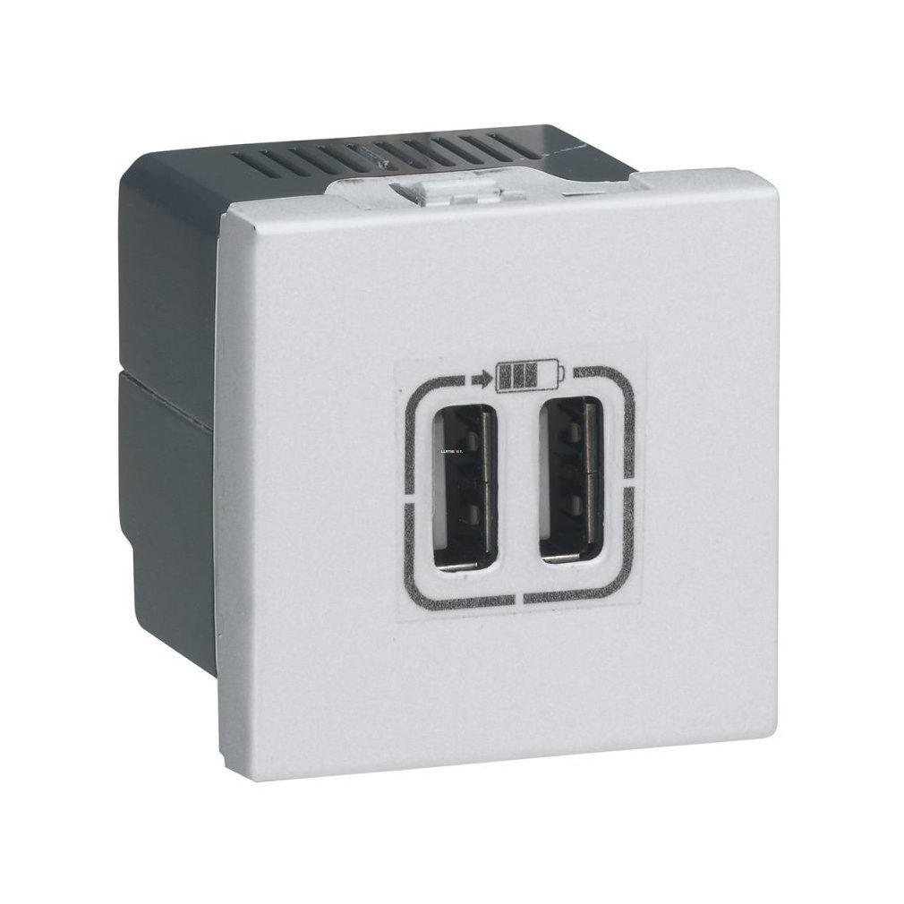 Legrand L Program Mosaic priză dublă USB, 2400 mA, 2 module, alb (278594)