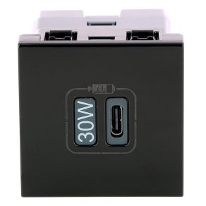   Legrand Program Mosaic 1 x priză de încărcare USB-C Power Delivery - 3 A - 30 W, 2 module, negru - 079185L