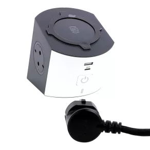   Distribuitor multifuncțional Legrand 2x2P+F, cu încărcător cu inducție, USB-A + USB-C, cablu de 2 m, gri-alb - 694506