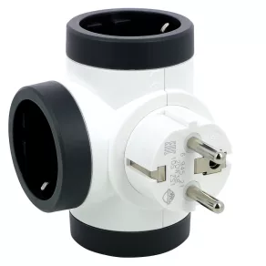   Priza de distribuție Legrand cu 3 căi 2P+F, rotativă, 16 A, alb-gri închis - 694521