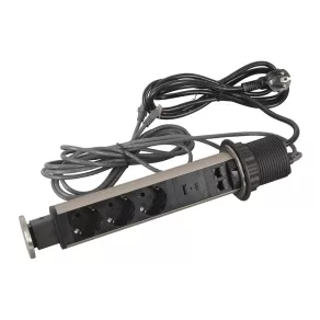   Legrand Incara Tower 60 montat încastrat, 3x2P+F + 2xRJ45 Cat.6 FTP + priză USB A+C, cu cablu de 2 m - 654975