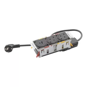   Legrand Incara Disq Priză încastrată 2x2P+F + 1xUSB A+C, cu cablu de 2 m, negru - 654750