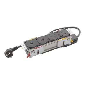   Legrand Incara Disq Priză încastrată 2x2P+F + 1xUSB A+C + 1xHDMI, cu cablu de 2 m, negru - 654751