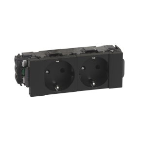   Priză Legrand Program Mosaic DLP-S snap-in 2x2P+F, teșită, cu Soluclip, negru mat - 077232L