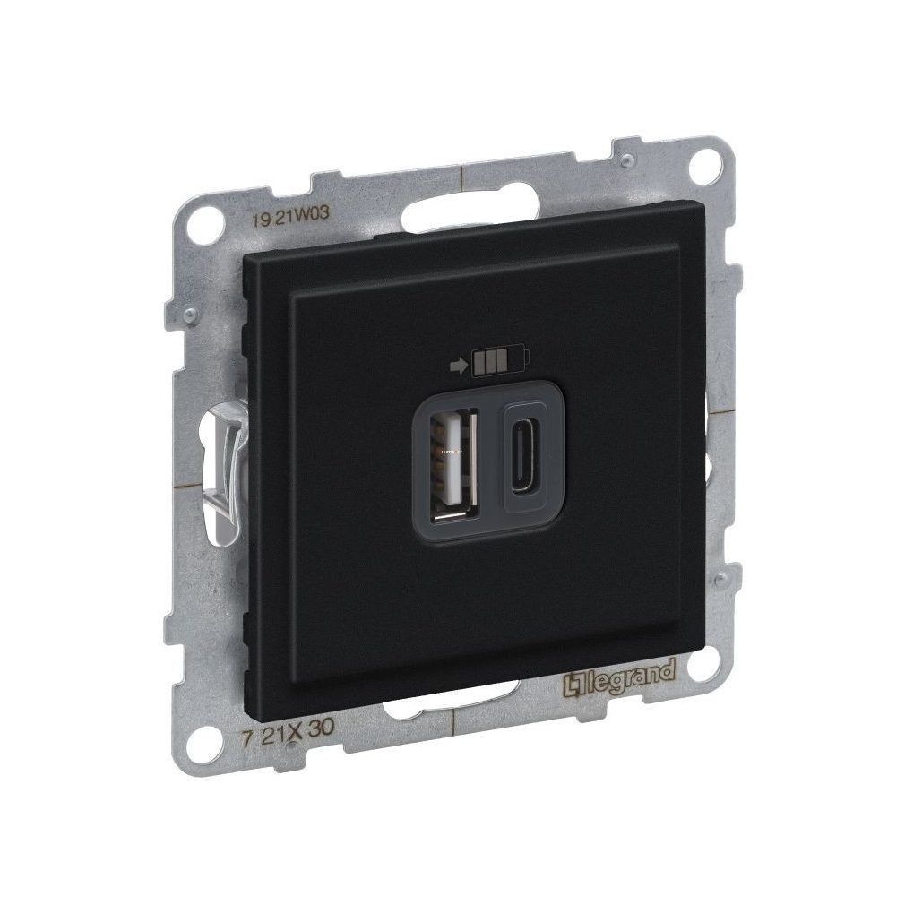Legrand Suno negru 2xUSB - priză A+C, 3 A - 15 W, fără ramă 721430