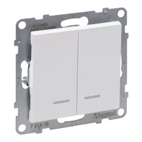   Întrerupător pentru candelabru Legrand Suno cu indicator luminos 10AX, alb - 721115