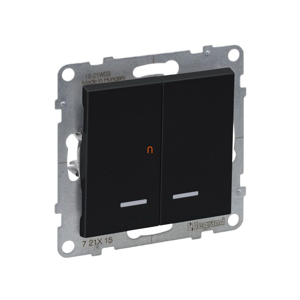 Legrand Suno negru 105 JF comutator pentru lustră cu indicator luminos, fără ramă 10AX 721415