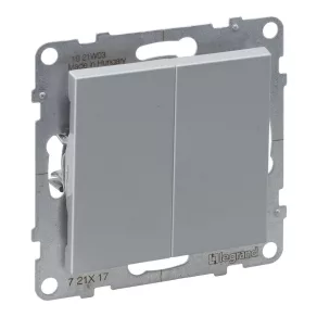 Buton dublu unipolar Legrand Suno, aluminiu - 721317
