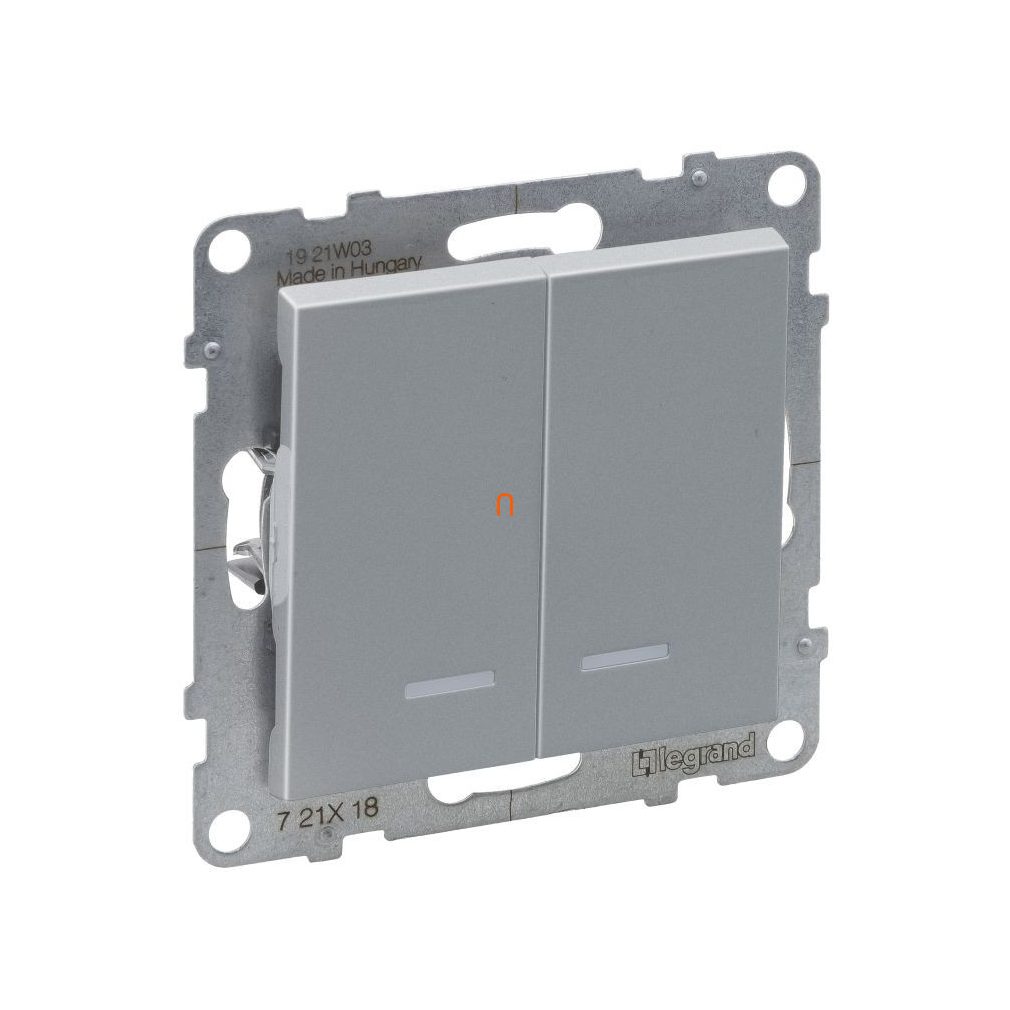 Legrand Suno aluminiu 106+6 JF comutator dublu cu indicator luminos, fără cadru 10AX 721318