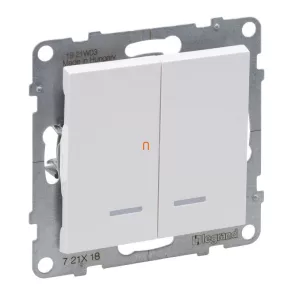   Legrand Suno alb 106+6 JF comutator dublu cu indicator luminos, fără ramă 10AX - 721118
