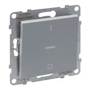  Întrerupător bipolar Legrand Suno cu indicator luminos 10AX, aluminiu - 721312
