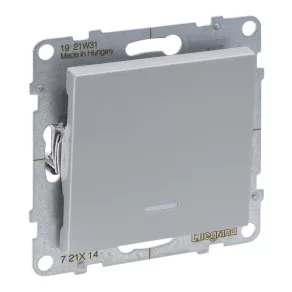   Întrerupător unipolar Legrand Suno cu indicator luminos, 16AX, aluminiu - 721314