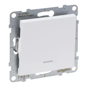   Întrerupător unipolar Legrand Suno cu indicator luminos, 16AX, alb - 721114