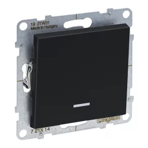   Întrerupător unipolar Legrand Suno cu indicator luminos, 16AX, negru - 721414
